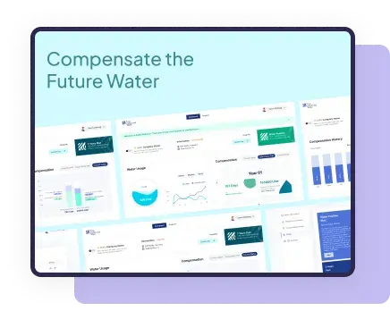 Toja project showcase thumbnail for dashboard ui design work Comprensate the future water